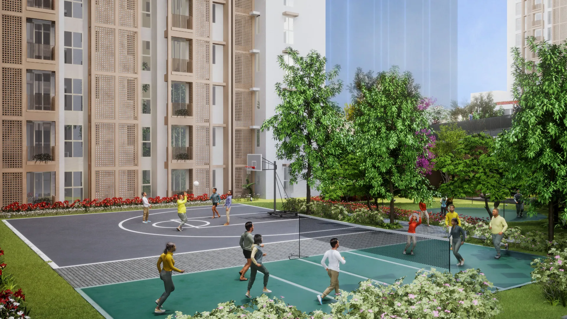 basketball and volleyball court