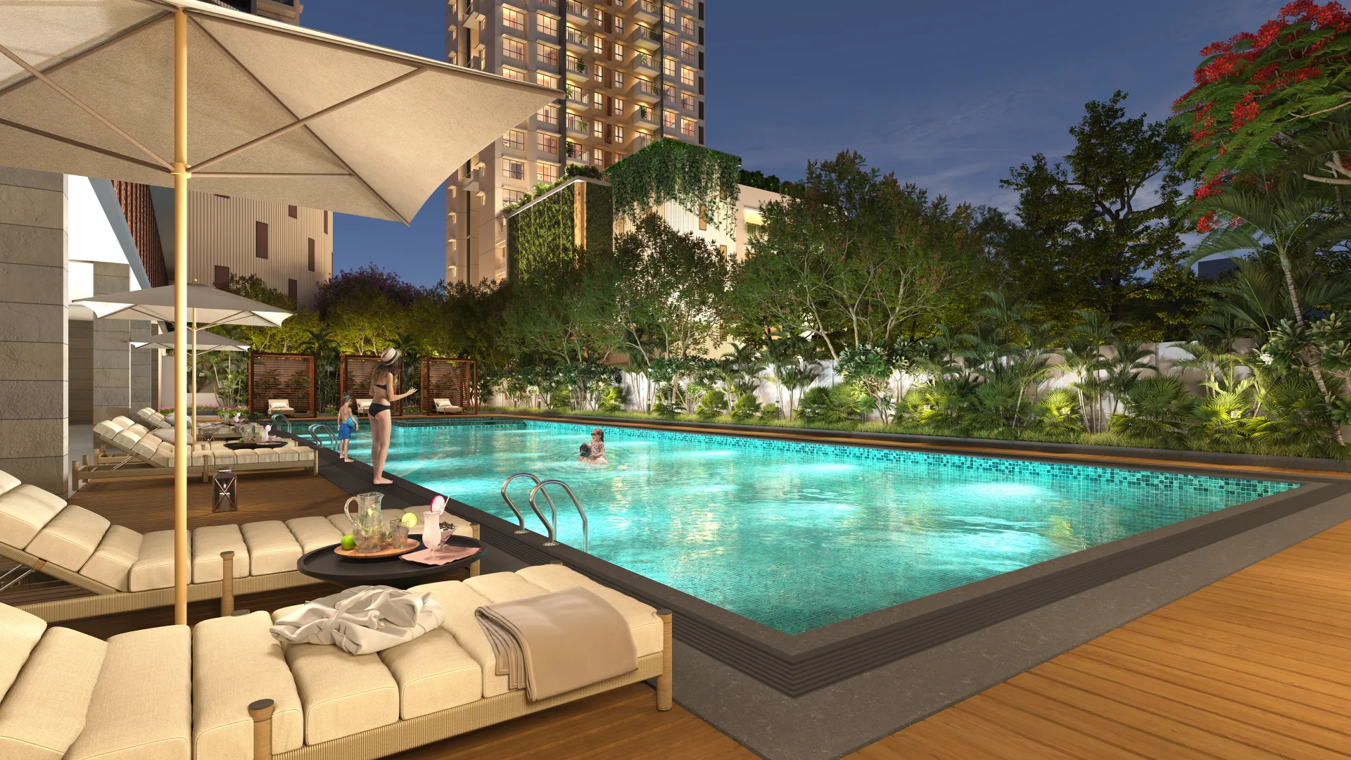 Half Olympic-size swimming pool